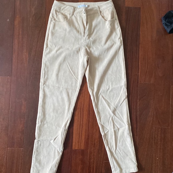 Princess Polly beige ribbed/corduroy pants - Picture 1 of 2